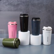 Resim 1 adet 380 ml/510 ml Paslanmaz Çelik Çift Katmanlı Su Şişesi, 12.85 oz/17.25 oz Taşınabilir Kapaklı Yalıtımlı Kahve Bardağı, Açık Hava Seyahatleri, Spor, Fitness için Uygun 