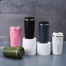 Resim 1 adet 380 ml/510 ml Paslanmaz Çelik Çift Katmanlı Su Şişesi, 12.85 oz/17.25 oz Taşınabilir Kapaklı Yalıtımlı Kahve Bardağı, Açık Hava Seyahatleri, Spor, Fitness için Uygun 
