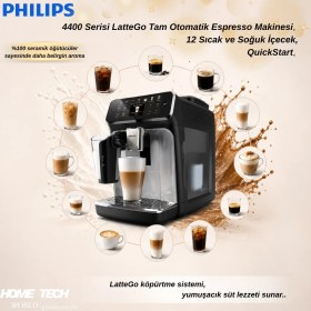Resim Philips 4400 Serisi Lattego Tam Otomatik Espresso Makinesi, 12 Sıcak ve Soğuk Içecek, Quickstart, EP4446/70 
