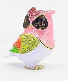 Resim 2li Swaroski Taşlı Metal Baykuş Mücevher Kutusu 