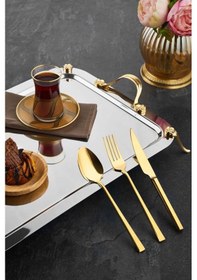 Resim Jasper Dilay 36 Parça 6 Kişilik Titanyum Gold Çatal Kaşık Bıçak Gold 