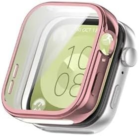 Resim Nanospace Huawei Watch Fit 3 Uyumlu Yumuşak Silikon 360 Tam Koruma Kasa ve Ekran Koruyucu (pembe) 