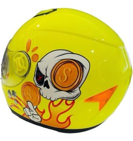 Resim Mts Full Face Motosiklet Çocuk Kaskı K1 Skull Yellow 