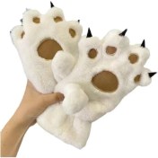 Resim Weirsoin Kış Polar Kalınlaşmış Sıcak Kedi Pençe Eldiven (Yurt Dışından) 