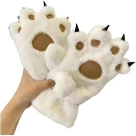 Resim Weirsoin Kış Polar Kalınlaşmış Sıcak Kedi Pençe Eldiven (Yurt Dışından) 