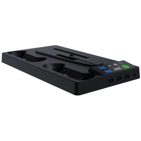 Resim Ps5 Slim İplay Ha-8006 Konsolu İçin Çok Fonksiyonlu Soğutma Yuvası Kolu Çift Şarj Standı Kolu Kulaklık Düzenleyici Siyah 