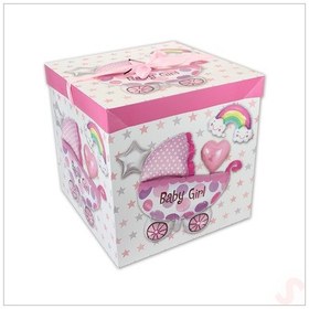 Resim Kapaklı, Katlanır Demonte Karton Kutu, 30cm - Puset & Pembe 