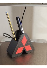 Resim Mitsubishi Temalı Kalemlik Üçgen Tasarımlı Masa Üstü Düzenleyici 
