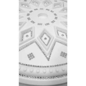 Resim Osmanlı Baklava Desenli Stropiyer Taşlı Tavan Lamba Göbeği - 48 cm - Gümüş Grisi 