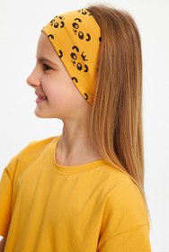 Resim Babygiz Kız Pamuklu Penye, Kaymaz, Terletmez, Ultra Hafif, Esnek Panda Desenli Saç Bandı Bandana 