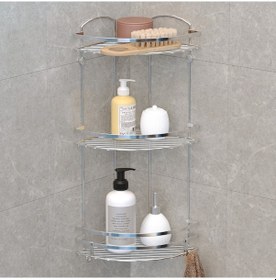 Resim Teknotel Üç Katlı Banyo Köşe Rafı Kancalı Krom Lm009H Çok Renkli 