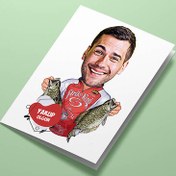 Resim Balıkçı Erkek Karikatürlü Tebrik Kartı 
