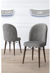 Resim Canisa Bika Serisi 2 Adet Gri Mutfak Sandalyesi Ceviz Gürgen Ayaklı 1. Sınıf Babyface Kumaş Sandalye Gri Ayakları Ceviz 