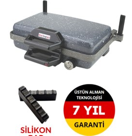 Resim Sermelex Silex Granit Grill (ANTRASİT GRİ) - Bazlama Lahmacun Pizza Izgara Tost Makinesi 