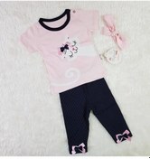 Resim Candysbebe Hippil Kedili Alt Üst Bebek Takımı Pembe 