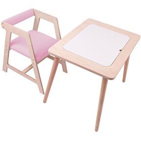 Resim Rozitoys Montessori Saklama Alanlı Çocuk Ahşap Etkinlik Çalışma Masası Ve Sandalyesi - Pembe 
