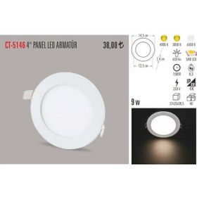 Resim Cata Ct-5146 9w Slim Led Panel Alüminyum - Gün Işığı 