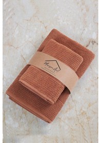 Resim Maisonart Royal 50x90 70x140 Cm 2'li Banyo Havlu Seti, %100 Pamuklu Havlu Takımı Kiremit 