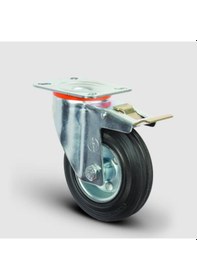 Resim Em01Spr80F Döner Tablalı Frenli Kauçuk Tekerlek Çap:80 Hafif 