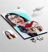 Resim Kişiye Özel Bayan Emlakçı Karikatür 104 Parça Ahşap Puzzle - 1 Diğer