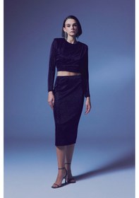 Resim Sateen Parlak Kalem Etek - Lacivert-135650 Lacivert 