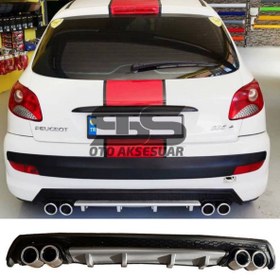 Resim Peugeot 206 Difüzör Arka Tampon Eki 4 Egzoz Çıkışlı Gri Lüx Tip 