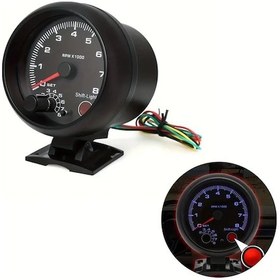 Resim Xuweiwei 1 Adet 9.53 Cm Siyah Takometre Göstergesi Mavi Vites Işığı 0 8000 Rpm Arabalar İçin Otomotiv Hızölçer Yedek Parça Siyah 