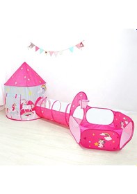Resim Unicorn Çocuk Oyun Çadırı, 3'ü Bir Arada, Top Havuzu, Oyun Çadırı, Oyun Tüneli - Top Havuzlu Çadır Açık Pembe 