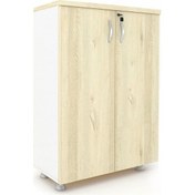 Resim Modüler Dünyası Kapaklı Kitaplık Dosya Dolabı - 80X38X117 (307721161) Beyaz - Meşe 