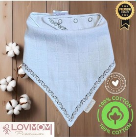 Resim Premium %100 Pamuk Ekstra Soft 2 Kat Müslin Bebek Fuları Salya & Mama Önlüğü 45cm 3 Çıtçıtlı Bright Çok Renkli 