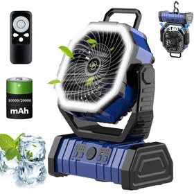 Resim 1pc Güçlü Outdoor Kamp Fanı ile LED Işık, USB Şarj Edilebilir Taşınabilir Çadır Fanı Lambası ile Uzaktan Kumanda, 4 Hız Ayarı, Parlatılmış Metal Kaplama, ABS Malzeme, Uzun Batarya Ömrü, ≤36V Çalışma Gerilimi 