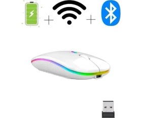 Resim Qasul 2.4ghz Kablosuz Çalışma Fare USB Şarj Edilebilir LED Lamba Rgb Fare Sessiz Ergonomik Dilsiz Fare Aydınlatmalı Dizüstü Pc Ipad 