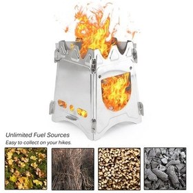 Resim Tongxida Çelik Kamp Ocağı - Ağaç/katı Alkol Isıtma, Ultra Hafif Kolay Montaj, Sürvival & Çok Renkli Çok Renkli 