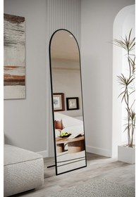 Resim Evdemo Pamir Siyah Metal Çerçeveli Ayaklı Oval Boy Aynası 180x50 Cm Siyah 