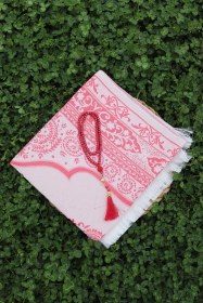 Resim Hediyelik Pamuklu Seccade Seti S1004 Siyah Kırmızı 