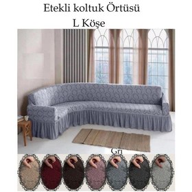 Resim StarMall Jakarli Şal Desen L.köşe Koltuk Örtüsü, Koltuk Kılıfı 350cm Gri 