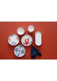 Resim Kevin Seramik Hand Made 14 Parça 6 Kişilik Mercan Kahvaltı Takımı Beyaz - Kırmızı 