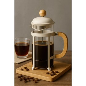Resim PremiumPort Bambu Saplı 350ML Borosilikat French Press, Şık ve Dayanıklı Tasarım 