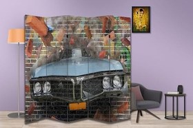 Resim Araba Temalı Özel Tasarım Paravan Room Divider 180 x 200 cm 