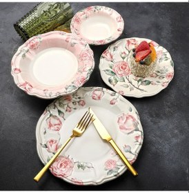 Resim Kosova Fulya Çiçek Desenli 24 Parça 6 Kişilik Yemek Takımı Liora Renkli 