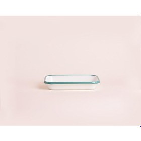 Resim Emaye 22x16cm Meze Tabağı Beyaz - Kordon Turkuaz Mavi 