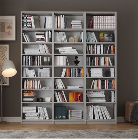 Resim Asra Trend %100 MDFLAM Kül Gri Kitaplık K-22 