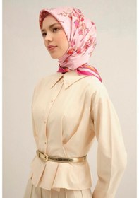 Resim Armine Sura İpek Eşarp 9316-50 Pembe Karışık Desen Çok Renkli 