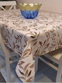 Resim Elyaflı Pvc Muşamba - Desenli Silinebilir Masa Örtüsü Gri-bej 140 X 220 