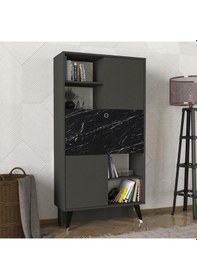 Resim Dekorister Radica Kitaplık Antrasit- Mermer 