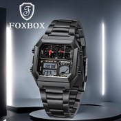 Resim FOXBOX 30m Yüksek Kaliteli Dijital Saat Paslanmaz Çelik Bant, Çift Lüminesans Ekran, Kronometre ve Dünya Saati, IP68, 30 Dakika Alarm, Pil ile Çalışır, İş Casual Sporlar için Spor Saati, Dayanıklı Çinko Alaşımlı 