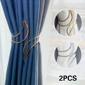 Resim 2 Adet Şık Hilal Ay Metal Perde Bağları Altın/Gümüş Renginde - Modern, Basit Tasarım, Ayarlanabilir & Matkap Gerektirmeyen Kurulum, Yatak Odası & Oturma Odası Dekoru için Dayanıklı Tutucular 