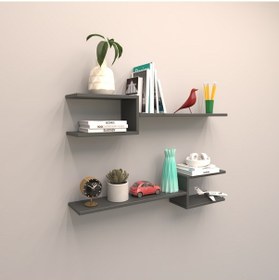 Resim Rafkestir 2 Li Mızrak Duvar Raf Set Antrasit ( Mat ) 