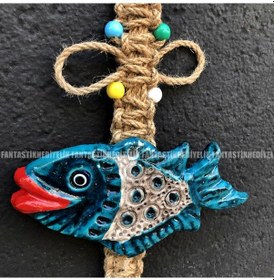 Resim Balık Nazar Boncuk Seramik Bahçe Balkon Kapı Duvar Süs Sarkaç (387072540) 