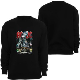 Resim ACDC Baskılı Unisex Bisiklet Yaka Sweatshirt SİYAH S 